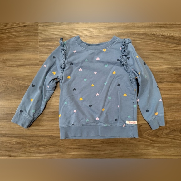 Ruffle Butts Girls Blue Heart Ruffle Sweatshirt size 5 - Picture 4 of 5